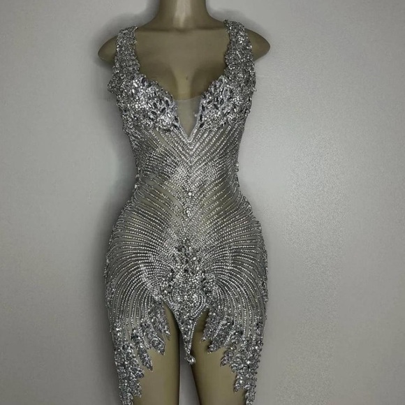 Diamond Contour Dress Silver Embellished Dress - Picture 6 of 7